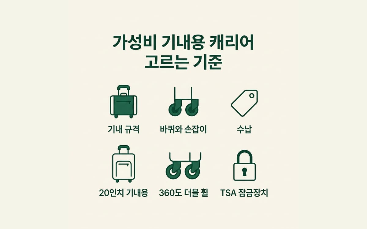 가성비 기내용 캐리어 고르는 기준, 기내 규격과 바퀴 손잡이 수납