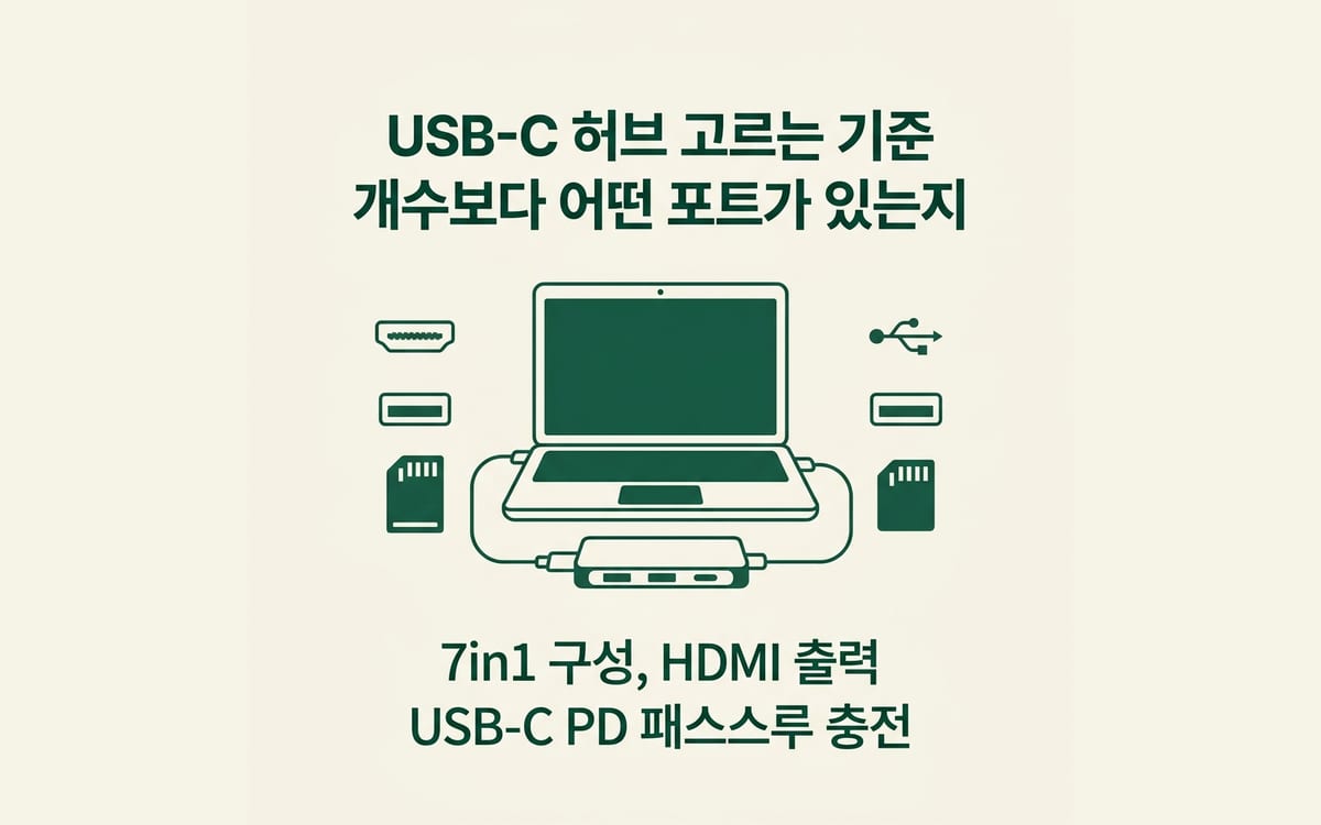 USB-C 허브를 고를 때 포트 개수보다 구성과 HDMI 출력, PD 충전을 보는 기준 정리