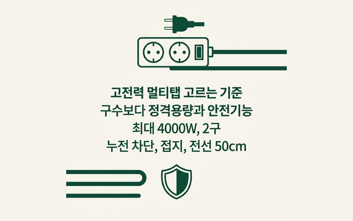 고전력 멀티탭 고르는 기준, 정격용량과 안전기능 정리